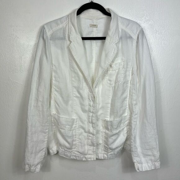 J. Crew White Long Sleeve Blazer Jacket With Pockets Size XL - Picture 1 of 8